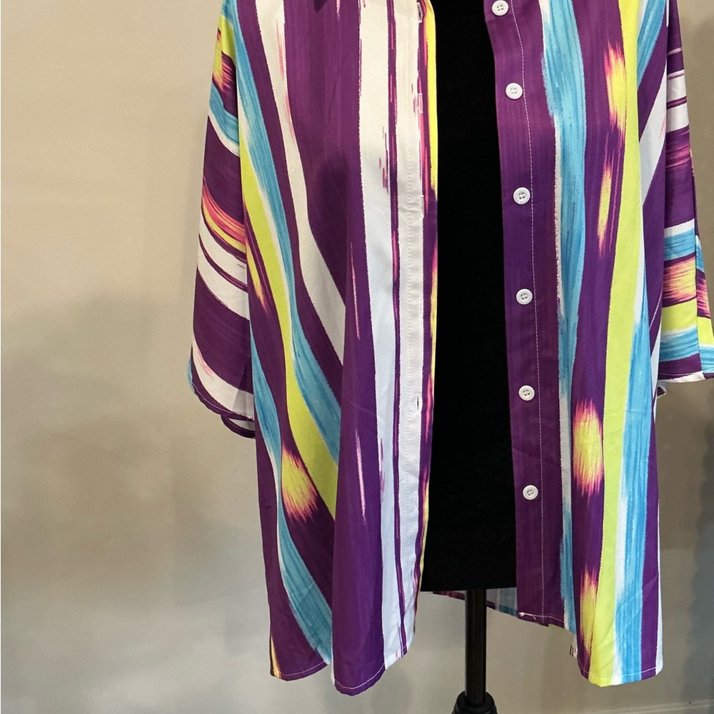 Vibrant Striped Button-Up Shirt